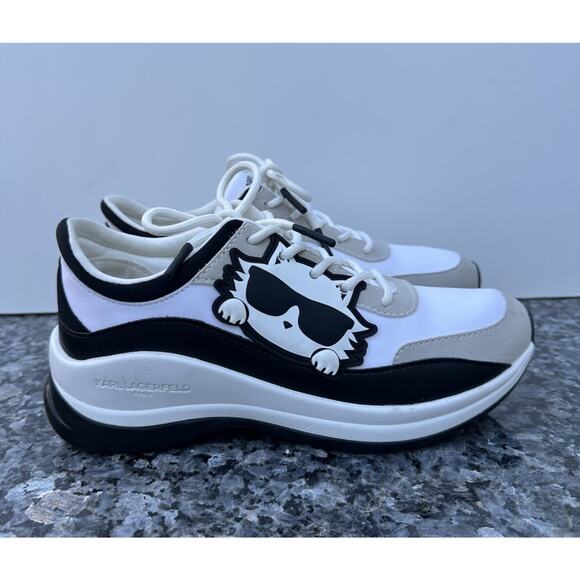 Karl Lagerfeld Shoes - KARL LAGERFELD PARIS Coty Choupette Logo Sneakers Size 7 White Cat Patches